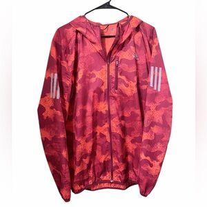 💙Adidas Red and Orange Camo Windbreaker Hoodie.